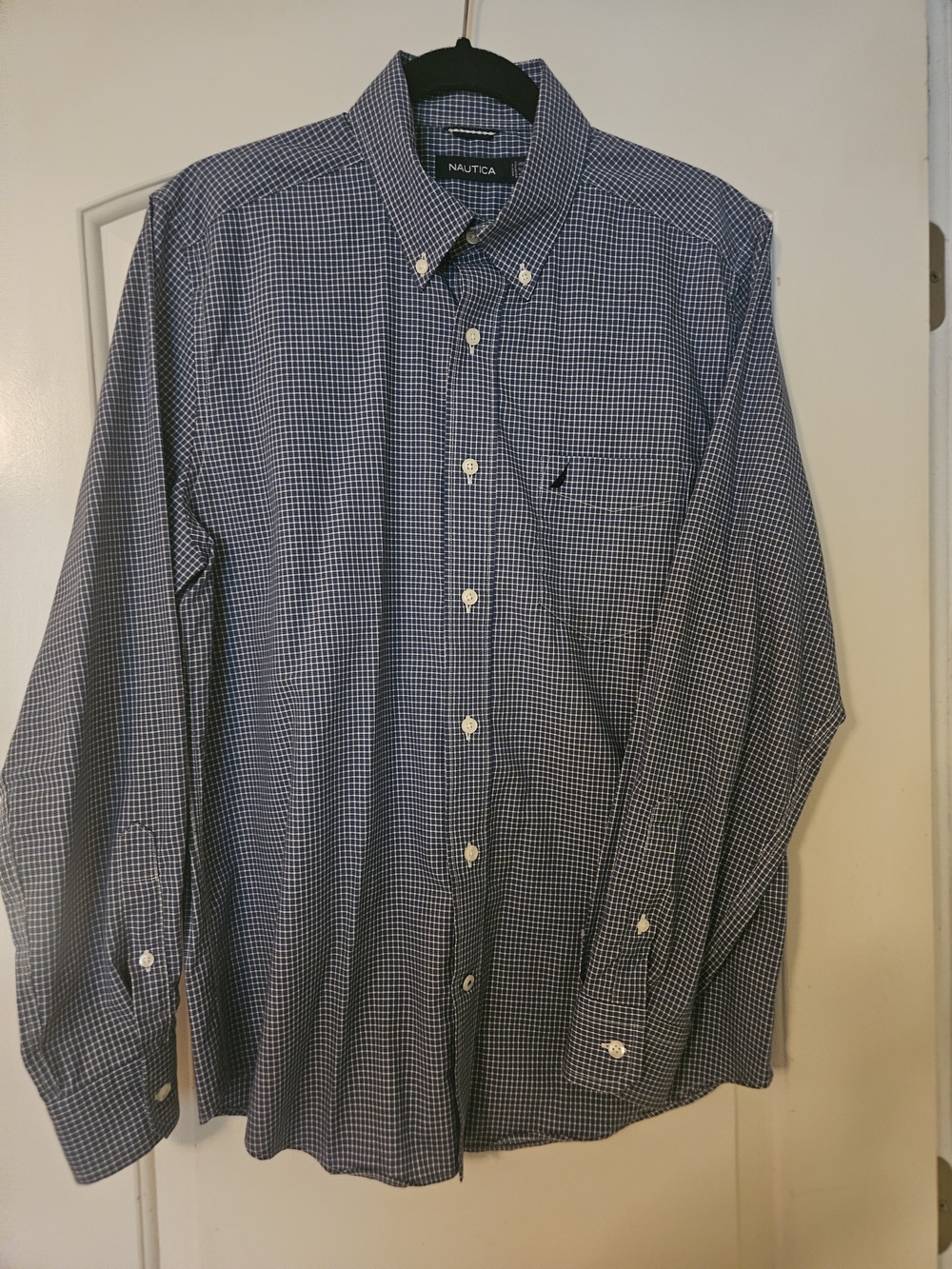 Nautica Blue Micro-Check Button-Down Dress Shirt